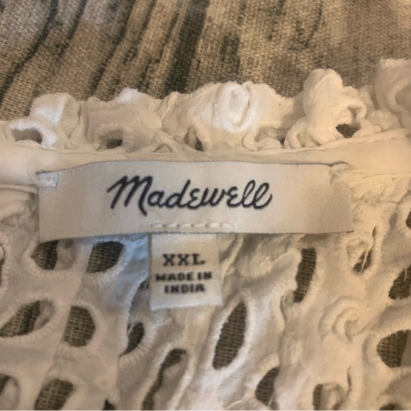Madewell Eyelet Pintuck Dress Spring Summer Cotton White XXL Ruffles Cute - Picture 11 of 14